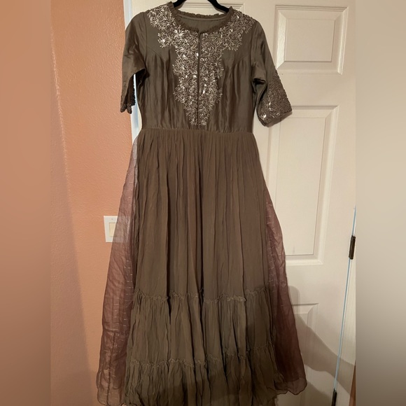 Dresses Grey Indian Dress With Tulle Bottom Poshmark